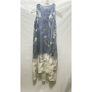 Dolma Womens S/M Blue Sleeveless Cotton Gold‎ Outlined Dress